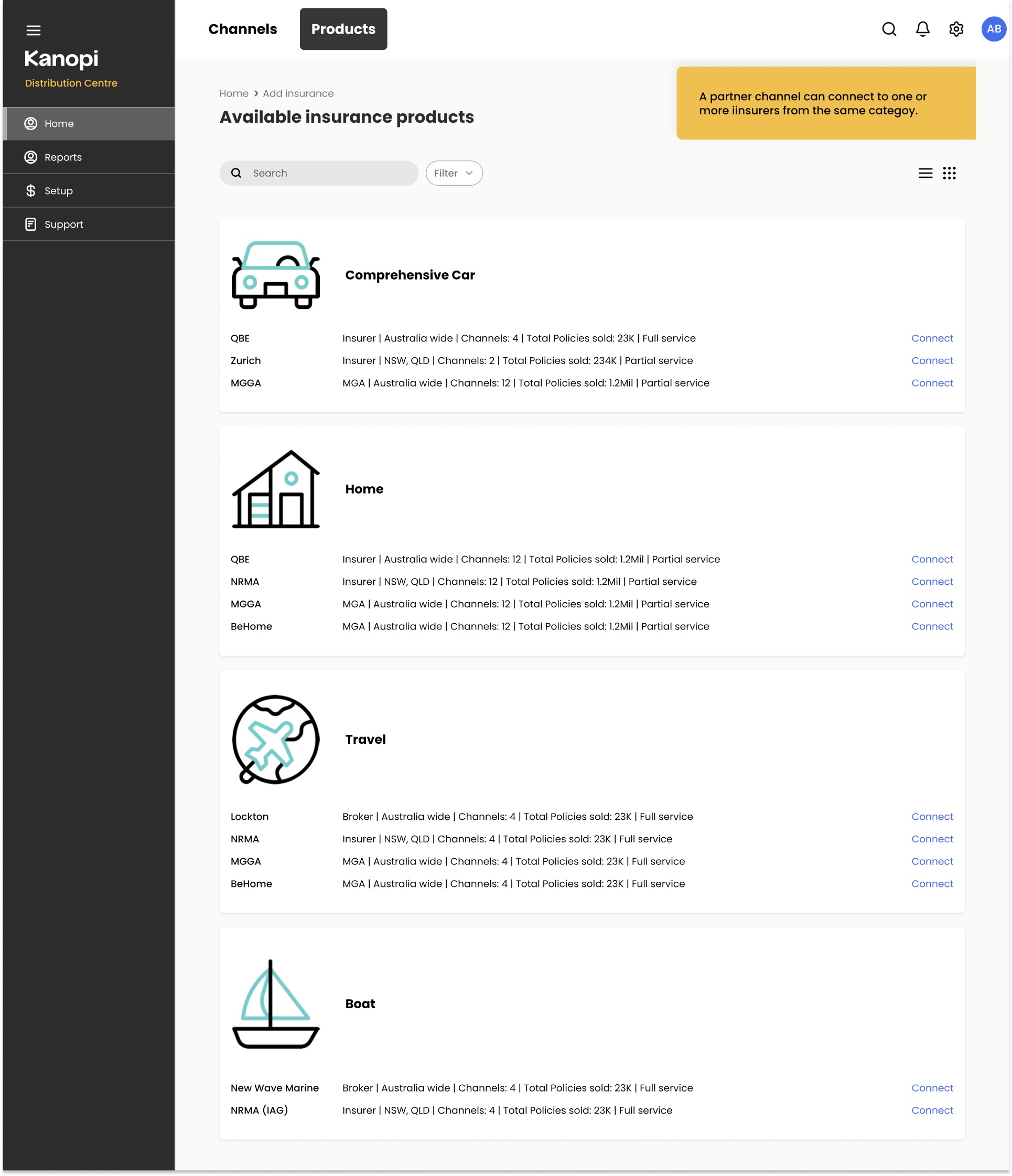 Insurance channel distribution platform - UI