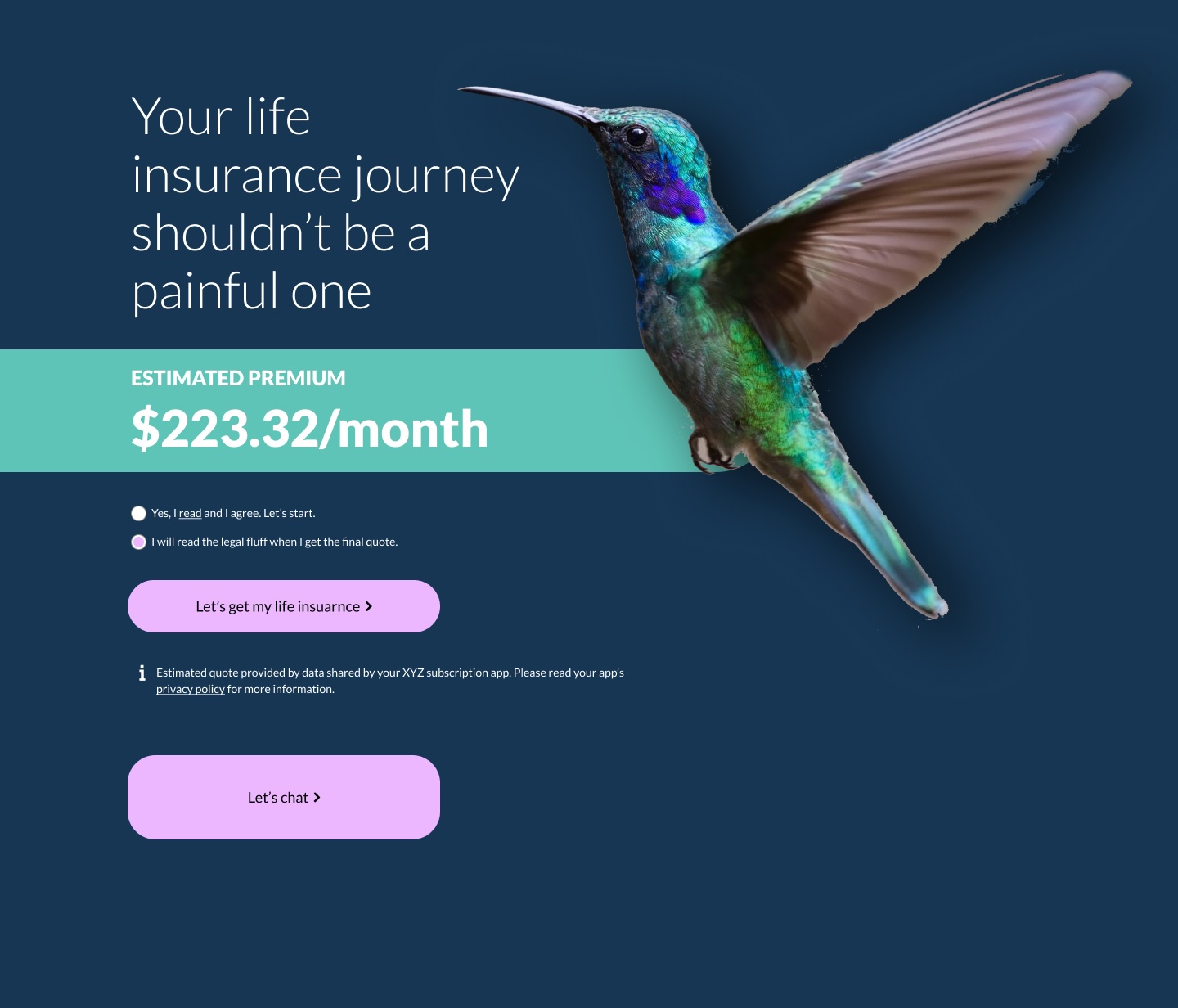 Insurance quote flow bird