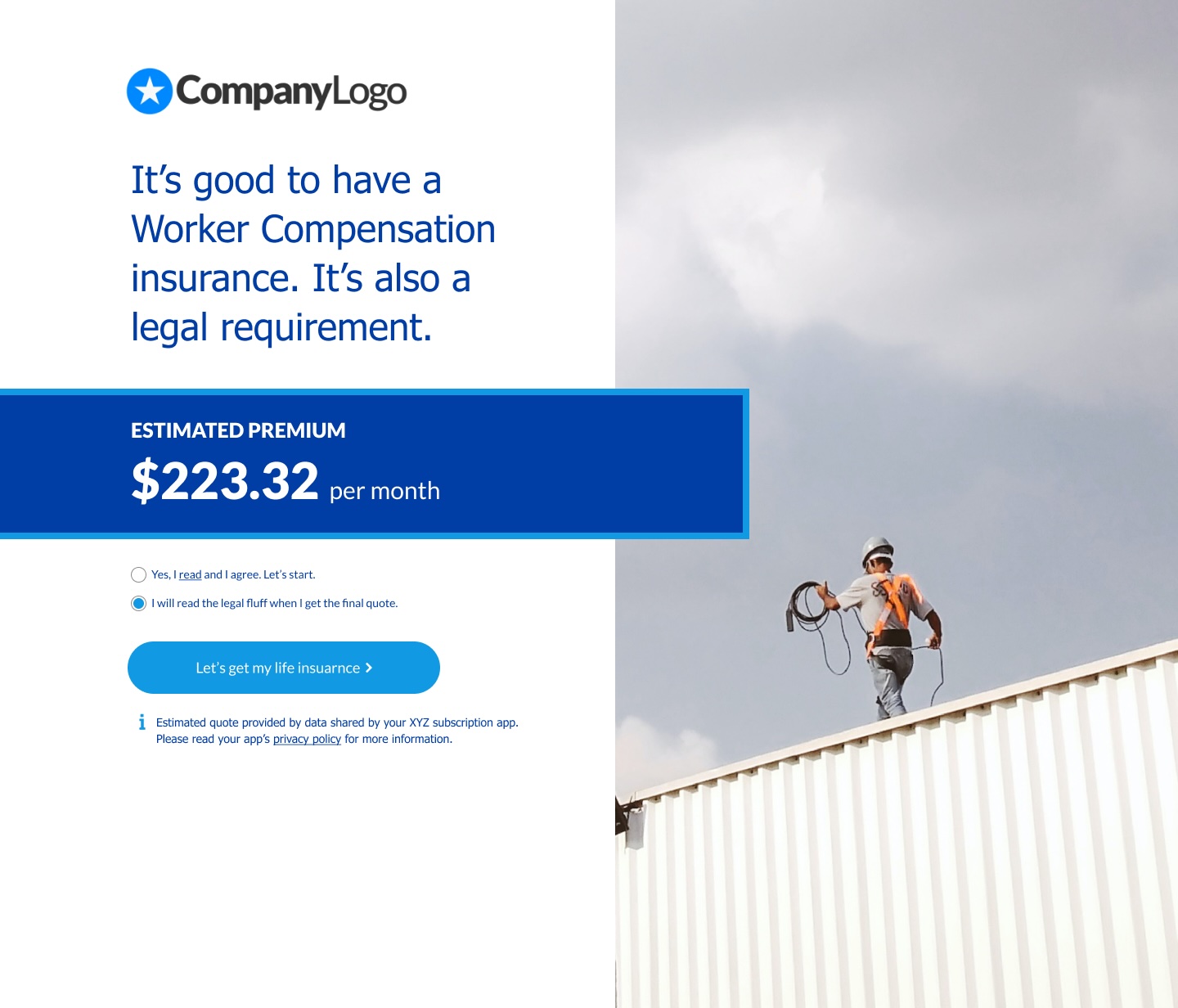 Insurance quote flow person