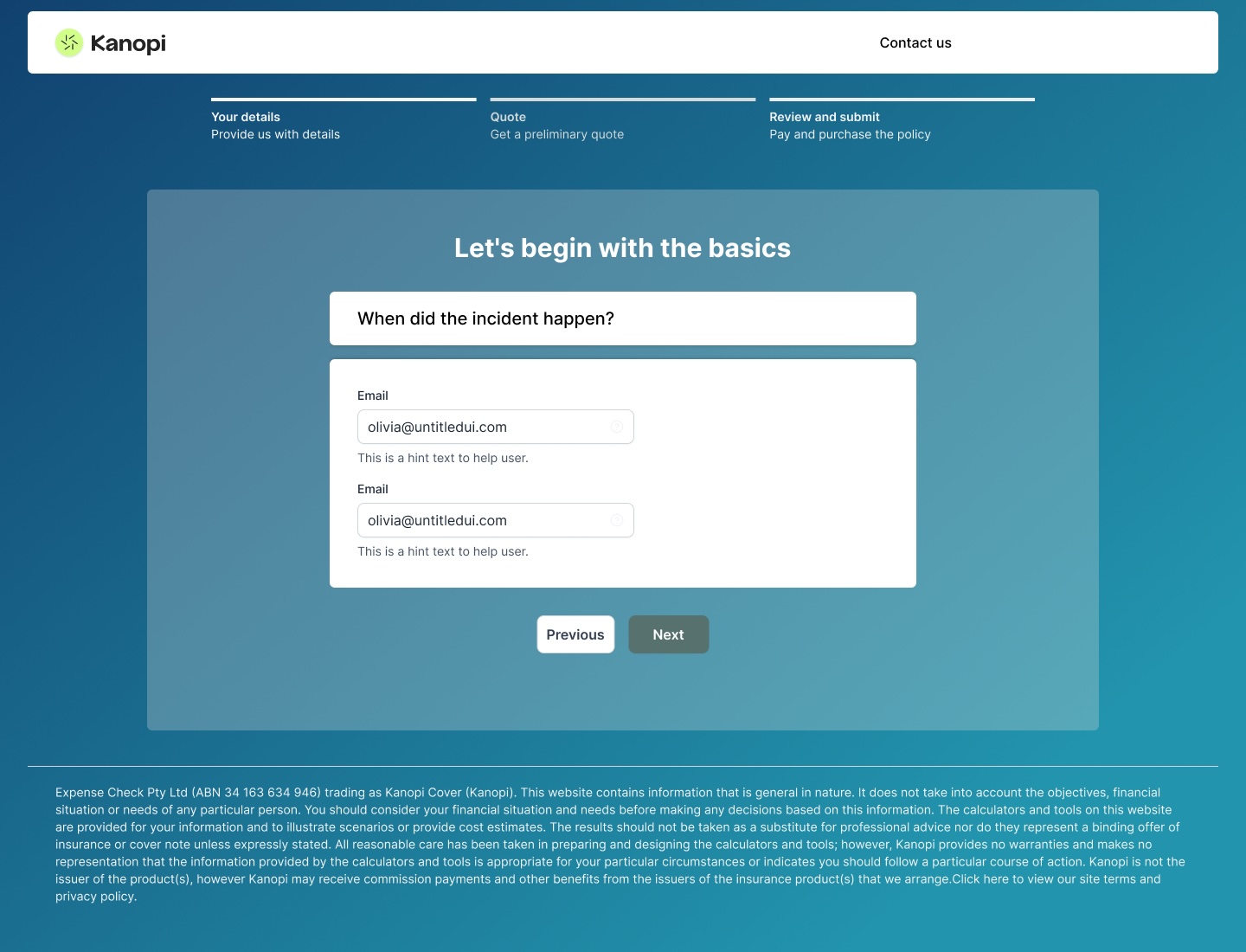 UI System – Insurance Quote Flows