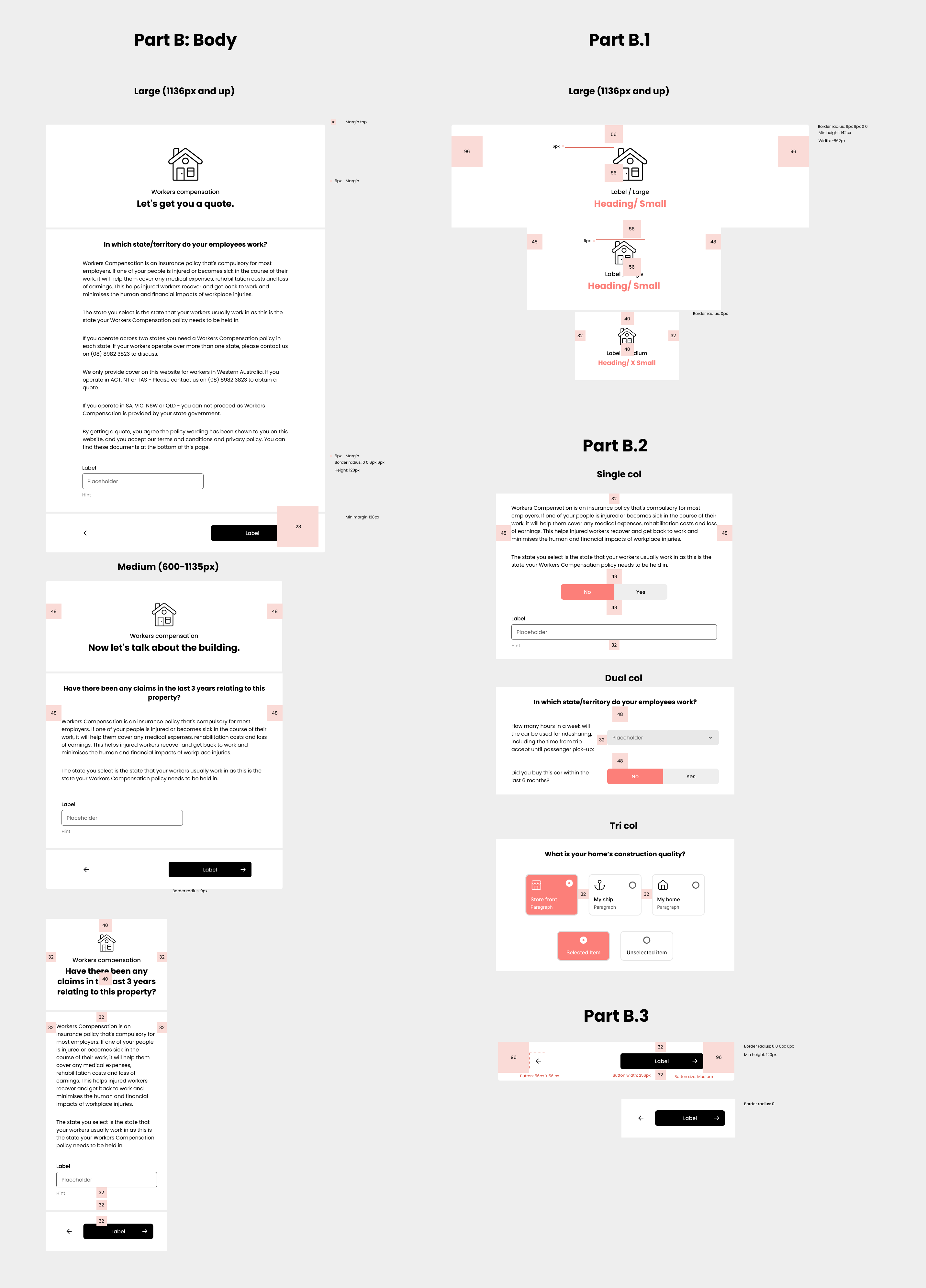 Insurance quote flow layout system library