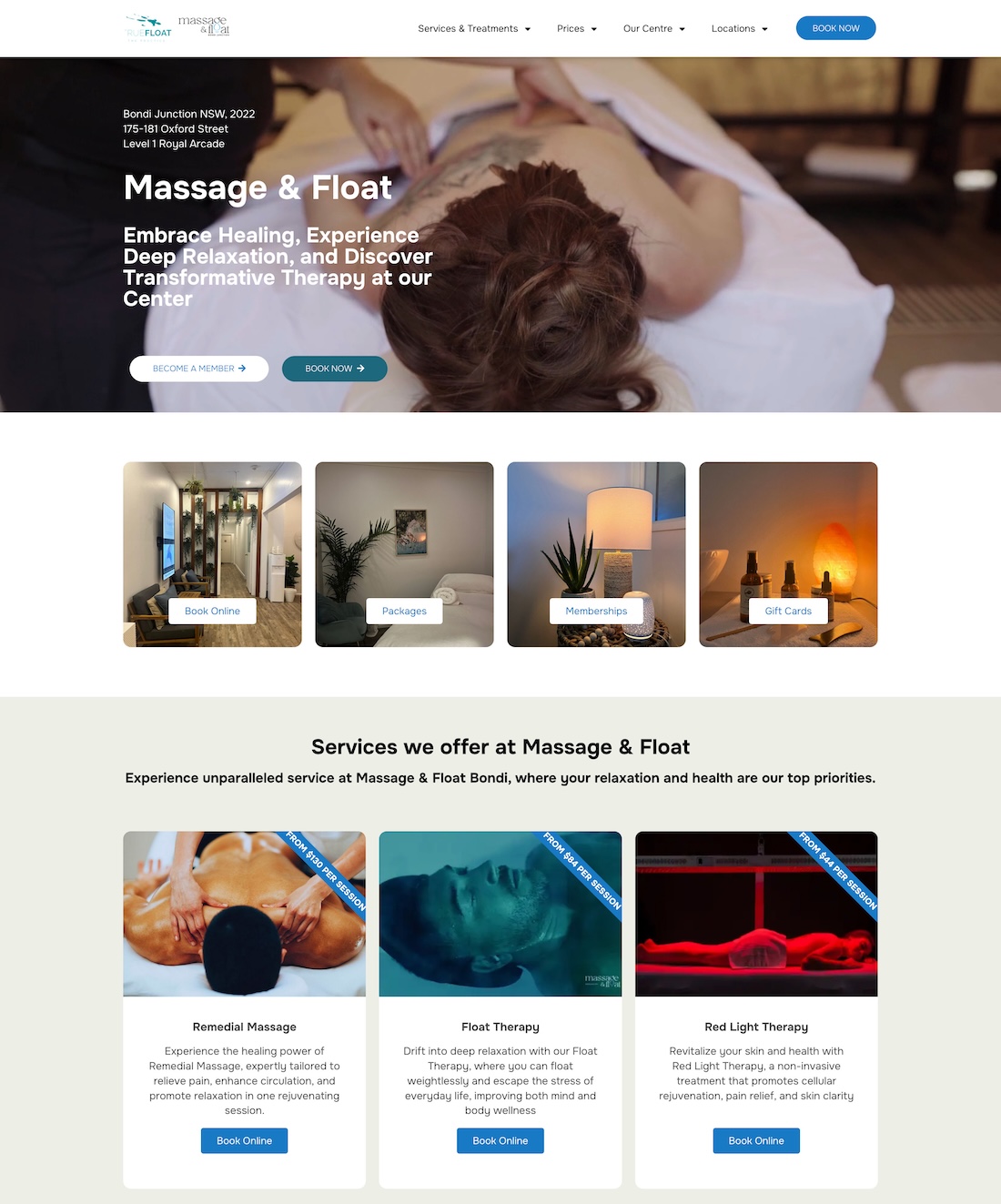 Massage and Float – Website